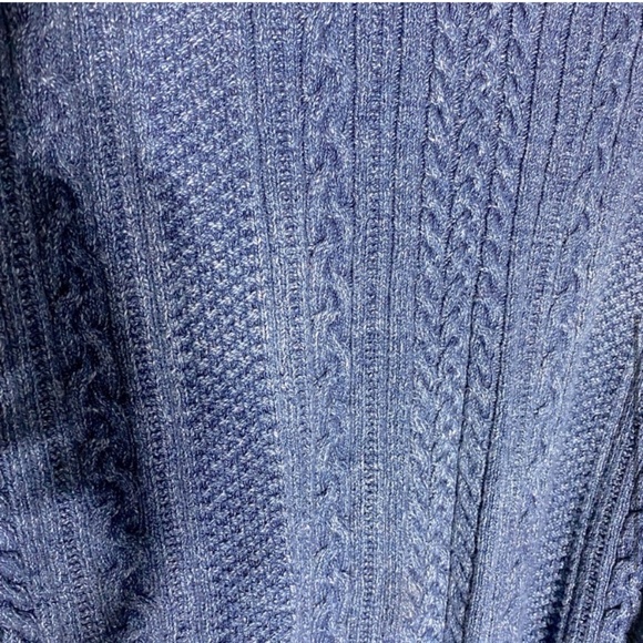 Vintage Silana Denim Blue Cable Knit Cotton Crew Neck Sweater M - Picture 5 of 15